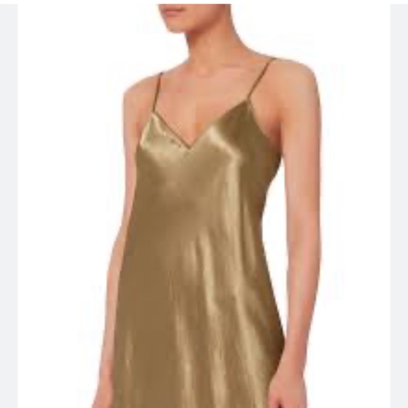 VINCE silky satin gold midi length slip dress formal casual. SIZE MEDIUM - Picture 3 of 8